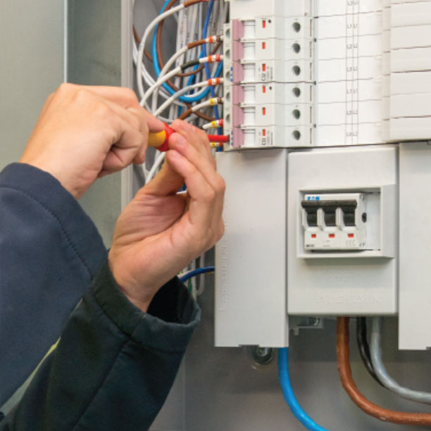 Engineer working on electrical service